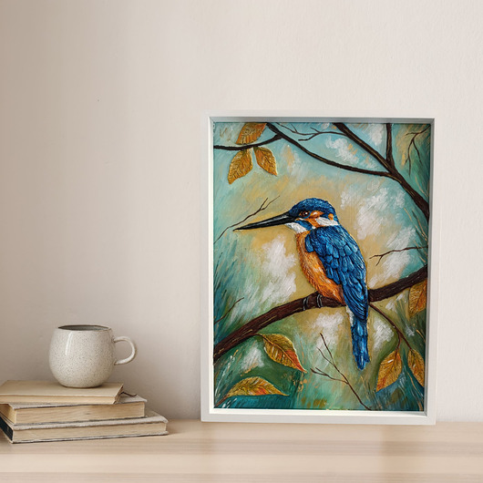 obrazy Zimorodek - obraz strukturalny 30x40 w białej ramie