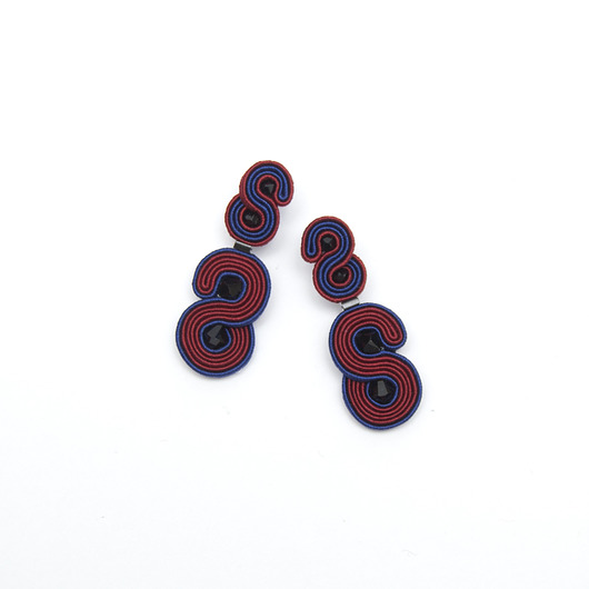 Kolczyki soutache - Granat Bordo Medium maanuela