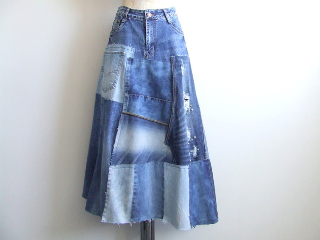 spódnice maxi Stylowa spódnica jeans r.44