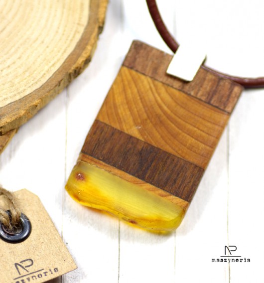 Wood&Amber Naszyjnik Cyprys/ Heban Maszyneria