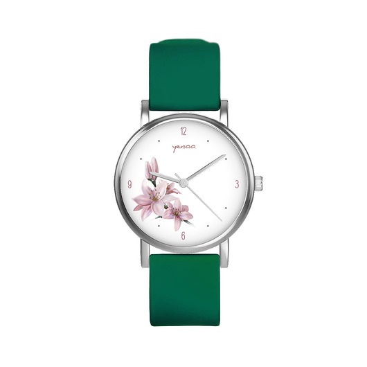 zegarki damskie Zegarek  mały - Lilia - silikonowy, zielony