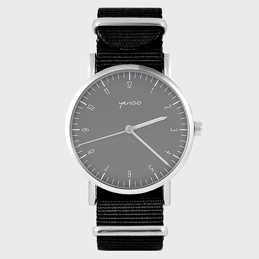 zegarki unisex Zegarek - Simple, szary - czarny, nylonowy