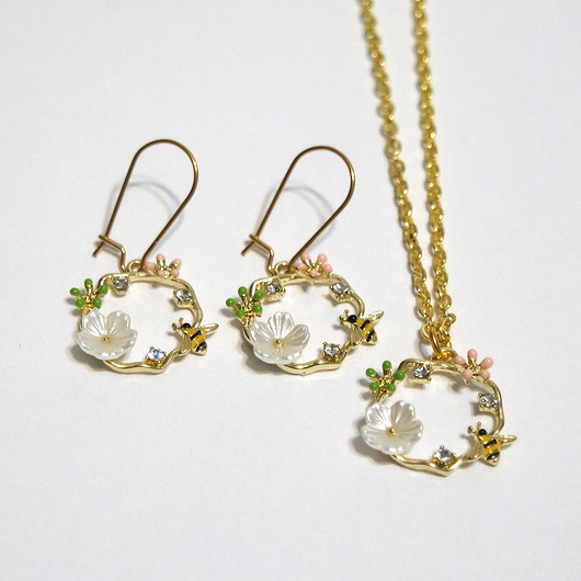 komplet biżuterii Komplet - Wianek, pszczółki