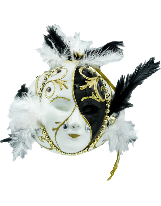 ozdoby choinkowe Bombka choinkowa: Maska Wenecka: biało-złota