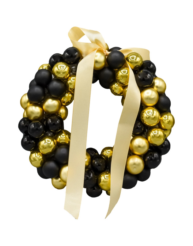 ozdoby choinkowe Bombka choinkowa: Stroik Świąteczny z mini bombek: czarno-złoty