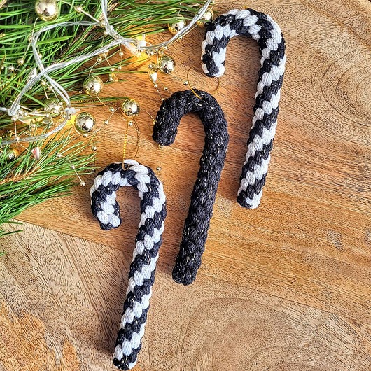 ozdoby choinkowe Czarno-biało-złote Ozdoby na choinkę: 3szt. laski candy cane