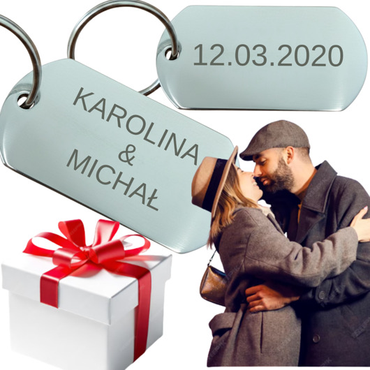 akcesoria różne Brelok do Kluczy z DWUSTRONNYM Grawerem Zawieszka z IMIENIEM Logo Prezent