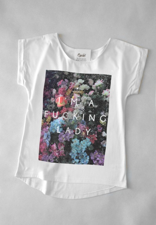  T shirt z printem I'M A FUCKING LADY w kwiaty M deleted_12136308
