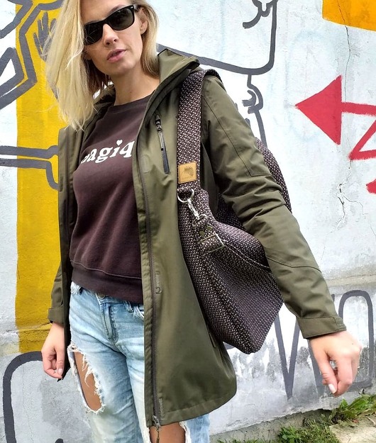 Brązowa torba worek z grubej plecionki na ramię Karolina Audycka