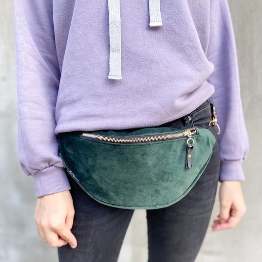 Nerka butelkowa zieleń welur sacky bag