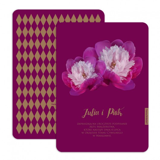 Zaproszenie Ślubne Kolekcja PEONIE 3 Panna Bridette