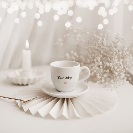 filiżanki Filiżanka 100 ml espresso ze spodkiem - Dzień dobry! ZŁOTE SERCE