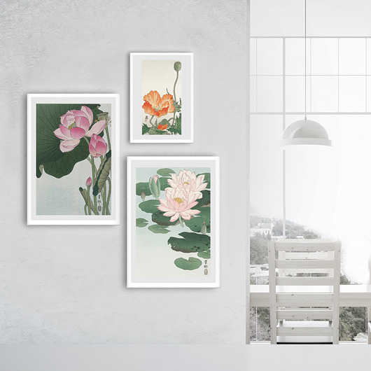 3 plakaty w ramkach Kwiaty Poster Gallery Wall