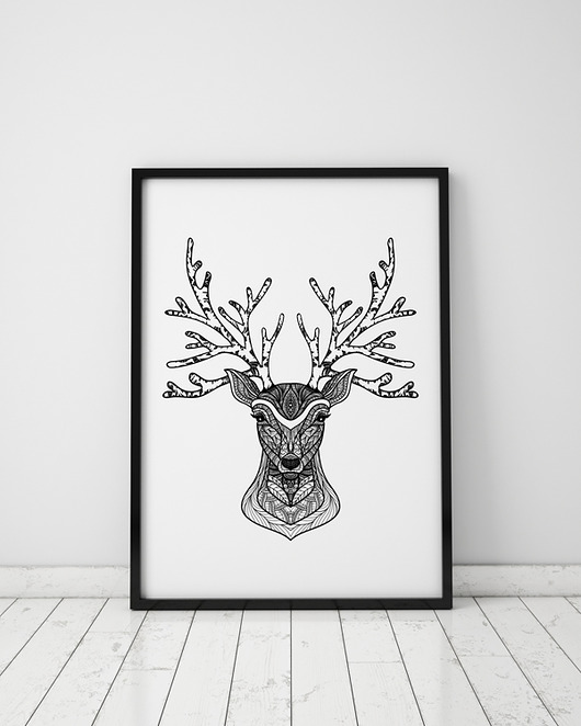 plakat. jeleń (format A3) Love Life and Forest