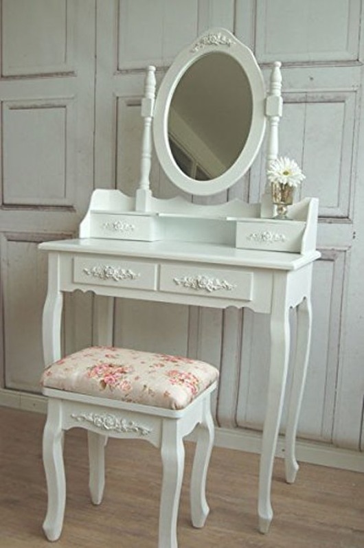 Toaletka z taboretem ornament roza Shabby French LaProvence