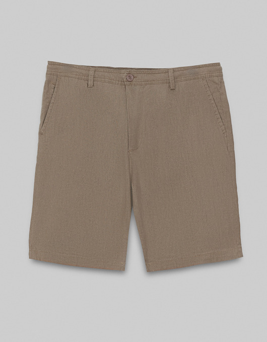 spodnie męskie Krótkie spodenki szorty lniane lentate beżowe