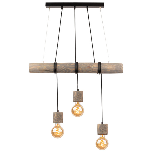 lampy wiszące Lampa Wisząca 3x E27 Trabo Pino drewno loft