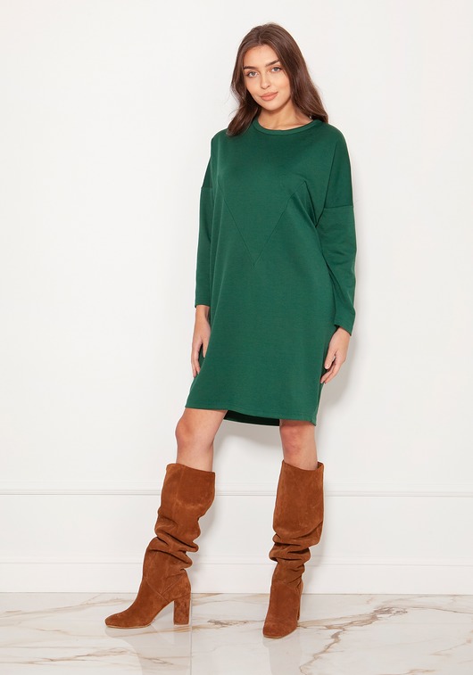 Oversize'owa sukienka,SUK191 zielony Lanti