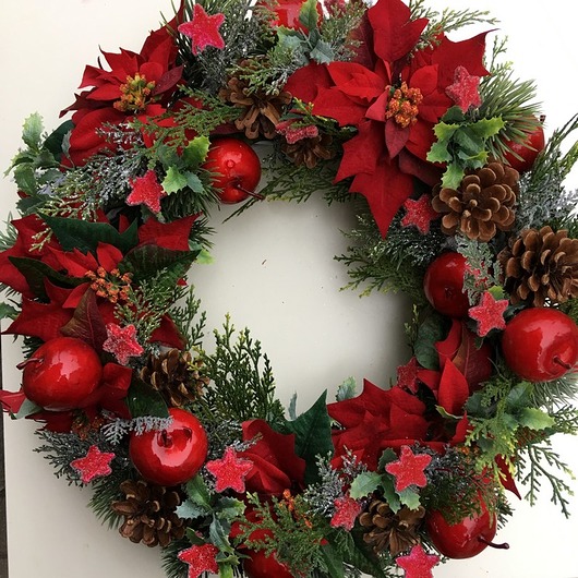 wianek bożonarodzeniowy czerwona poinsettia duży EsyFloresy