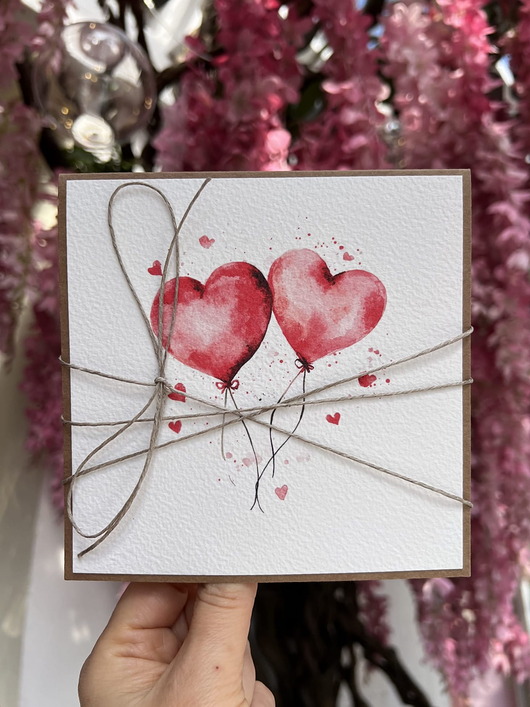 kartki scrapbooking Wyjątkowa ręcznie robiona kartka na walentynki - walentynka z sercem z balona