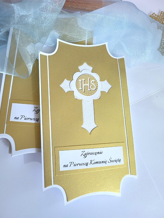 zaproszenia na komunię Zaproszenie Komunia liturgiczne, złote zaproszenia, personalizacja