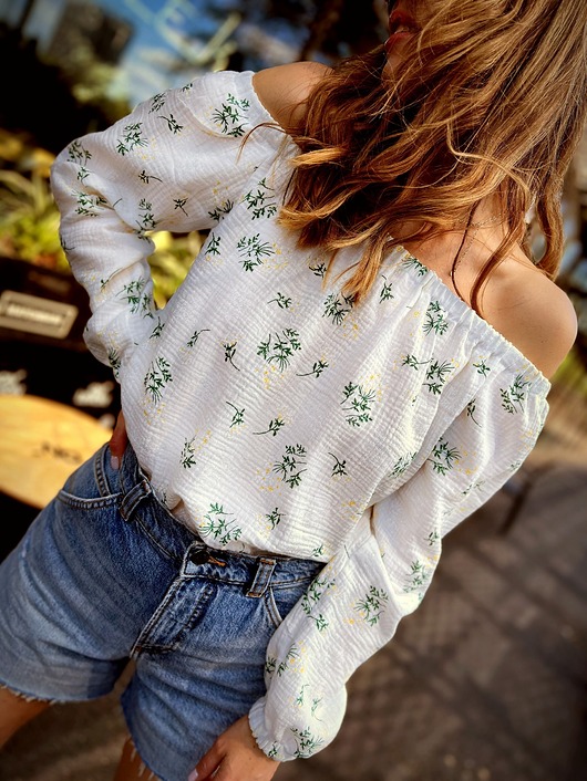 bluzki z długim rękawem damskie Sunkissed / bluzka z haftowanego muślinu
