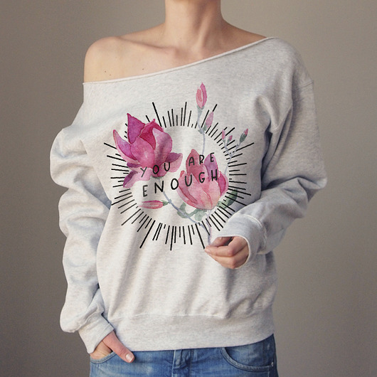 bluza bez kaptura damska You are enough Szary gruby Z