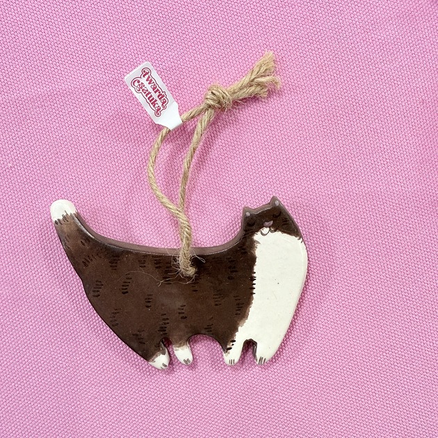 ozdoby choinkowe Ceramiczna zawieszka na choinkę Kotek bombka