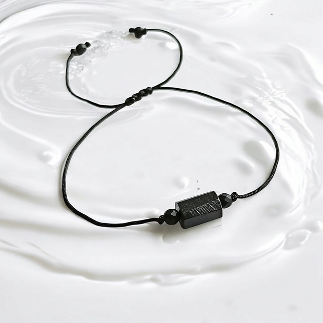 bransoletki z kamieni naturalnych Ochronna bransoletka - czarny turmalin, onyks : czarny sznurek