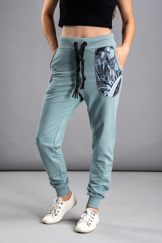 spodnie dresowe damskie Spodnie dresowe joggery z nadrukiem Jeleń