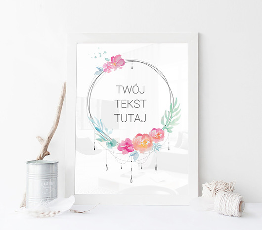 PLAKAT Wianek floral  TWÓJ TEKST A4 XXXinterjoprint