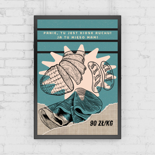 grafiki i ilustracje Plakat  do kuchni Panie, ja tu mięso mam