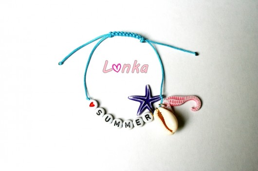 bransoletka + summer + błękitny sznurek Lonka Jewelry