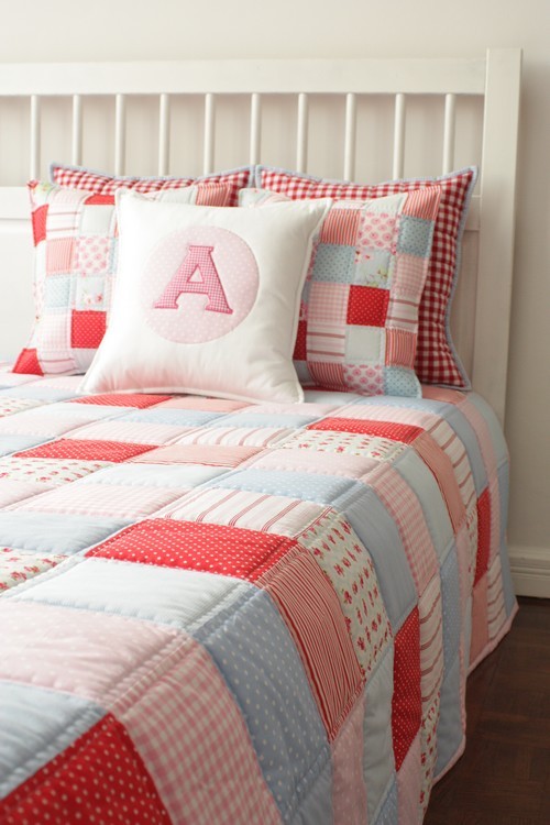 Zestaw narzuta patchwork |LEUPA| + 2 poszewki patchwork house