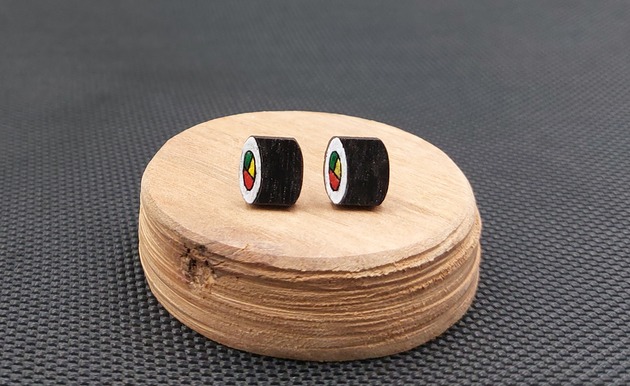 kolczyki drewniane Kolczyki drewniane SUSHI