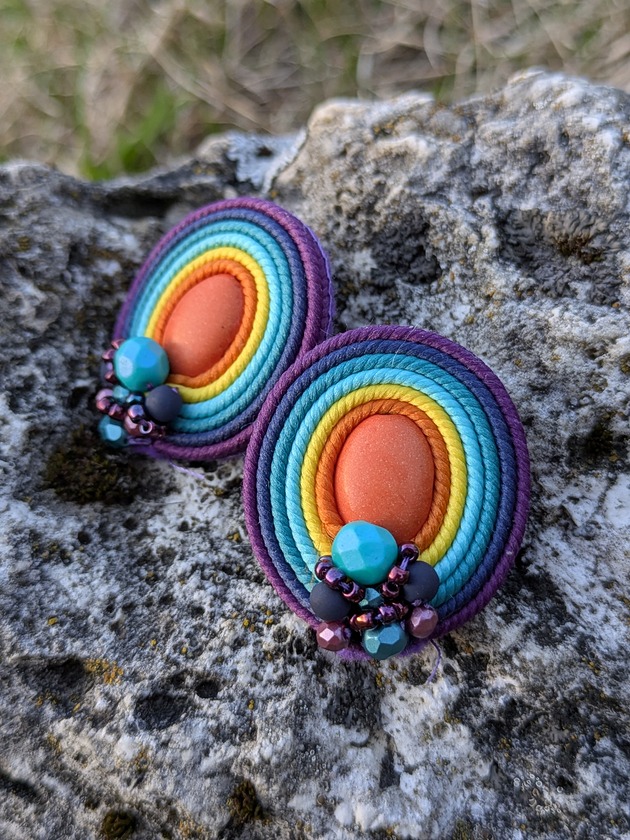 kolczyki soutache Tęczowe wiosenne kolczyki 3
