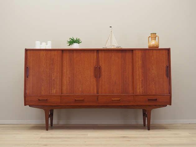 komody i szafki Highboard tekowy, duński design, lata 60, projektant: B