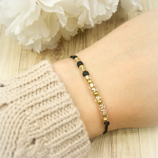 "Aries" Zodiak Morse Code Bracelet "Baran" Blue Pearl Art