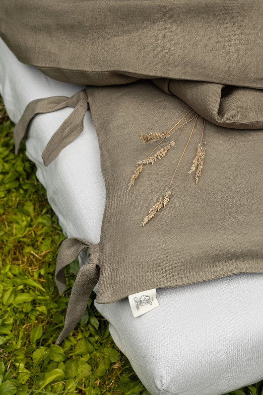 kocyki, kołderki, pościel dla dzieci Poszewka konopna na poduszkę dziecięcą z troczkami 40x60 Khaki CannBoo