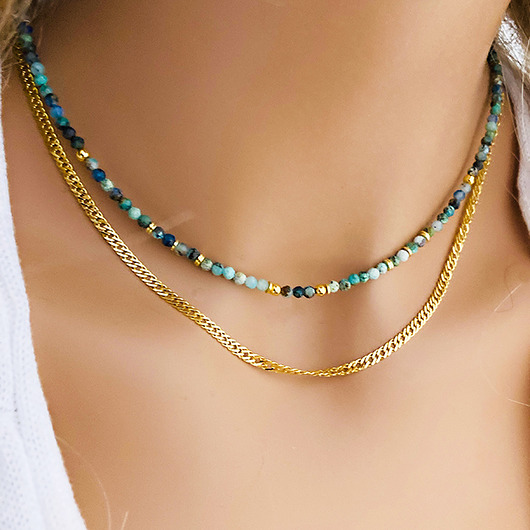 srebrne naszyjniki AMAZONIA- Naszyjnik  z Chryzokoli , choker