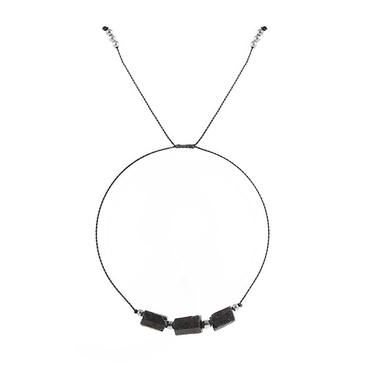 biżuteria różna Bransoletka na jedwabnej nici z mini surową bryłą - Wersja Srebrna