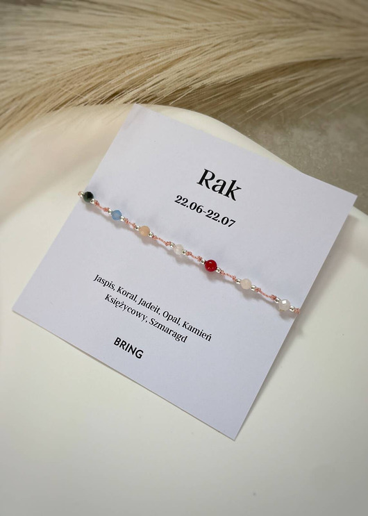 bransoletki z kamieni naturalnych Bransoletka znak zodiaku Rak srebrne kulki