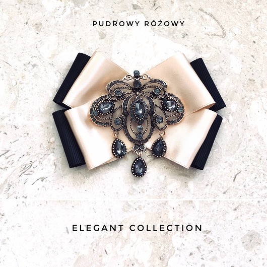 Brosza z Ogromnym koronkowym kamieniem Glamour Pudrowy Różowy