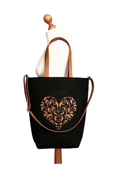 shopper bag folk 2 czarne serce - Czech draft Creatura