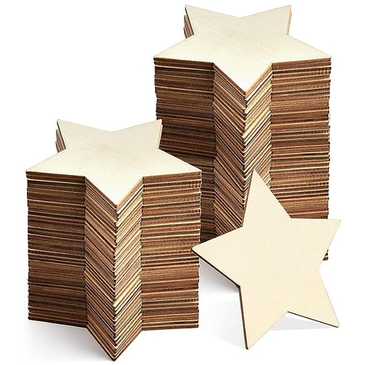 akcesoria różne Drewniane GWIAZDKI ze sklejki 10x10 cm 100 sztuk