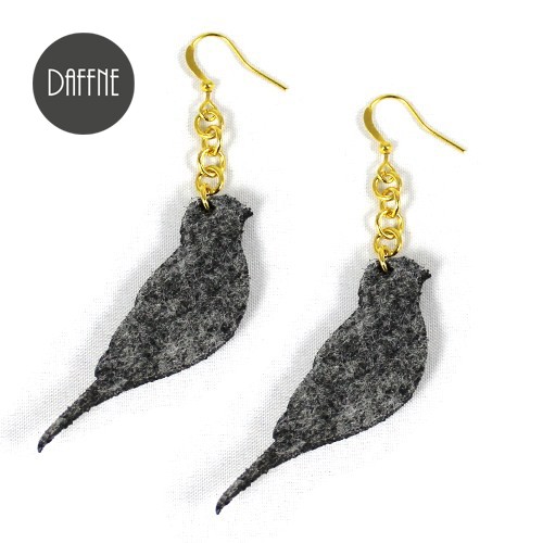 Gray Felt Sparrow with Gold by Daffne LOVINA PRINTS