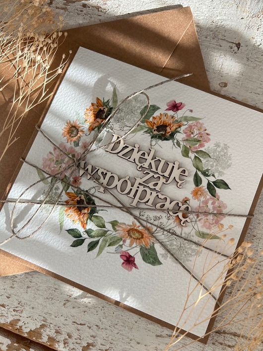 kartki scrapbooking Dziękuję za współpracę kartka dla szefa