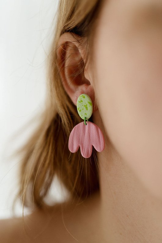 kolczyki z masy plastycznej Wiszące sztyfty tulipany