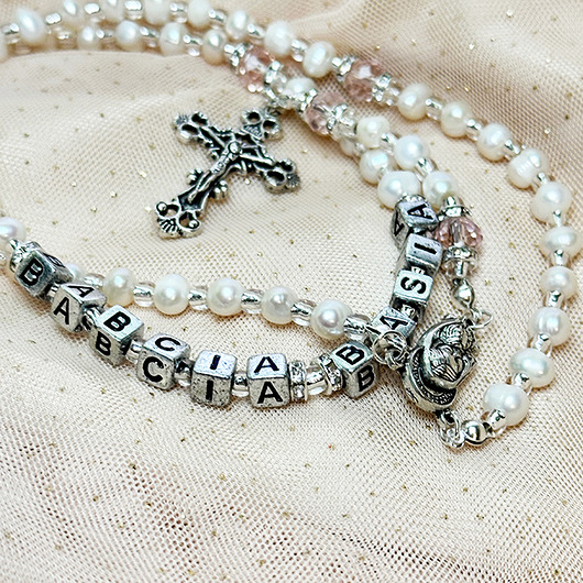 komunia - pozostałe Personalizowany Różaniec z imieniem,  prezent DLA BABCI, DLA MAMY