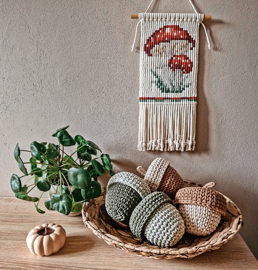 makramy Makrama obrazek na ścianę Muchomory
